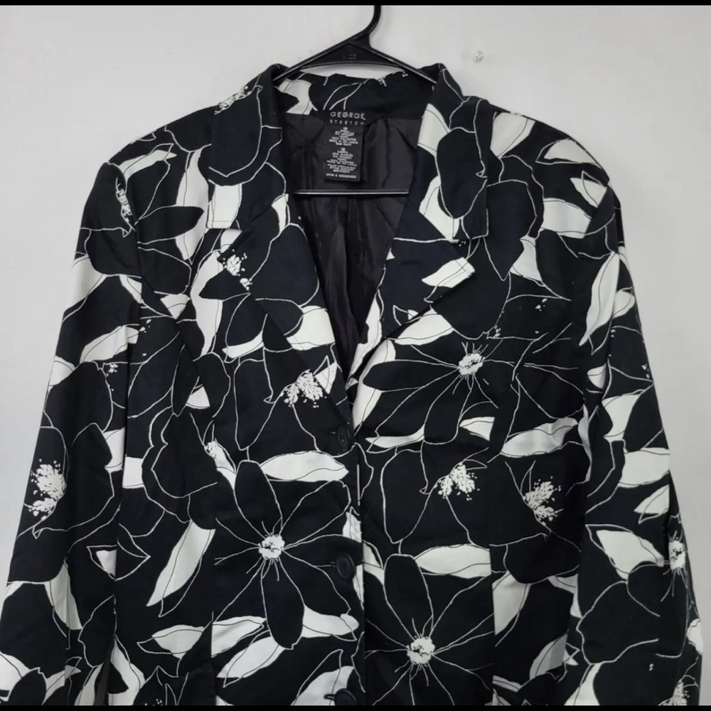 George Stretch Floral Trench Coat (Black & White)